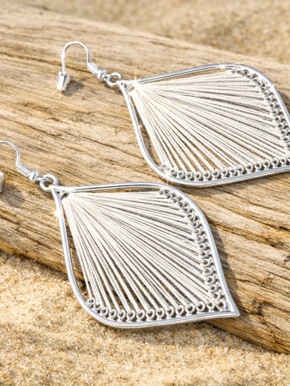Silver Woven Teardrop Dangle Earrings - Women's Jewelry